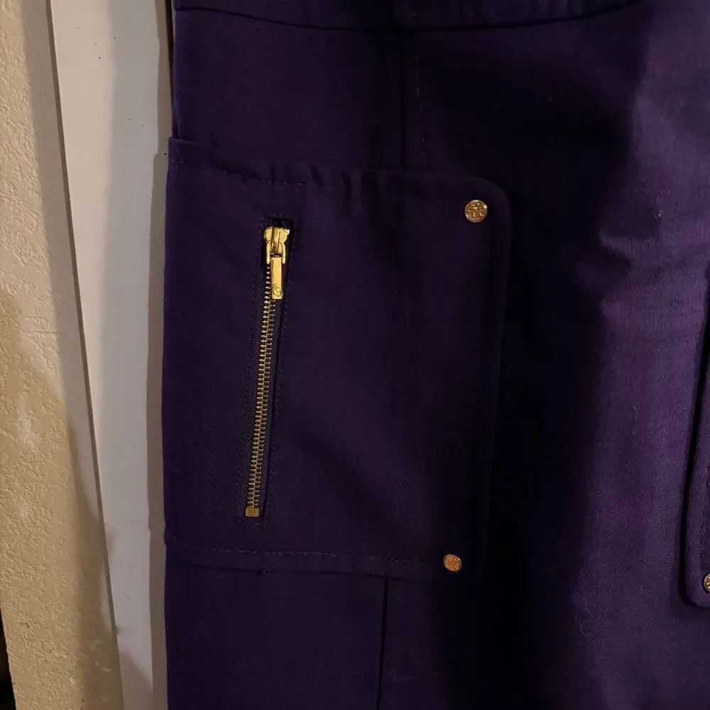 Tory Burch Petra Double-Crepe Sleeveless Sheath Wool Blend Dress Purple Size 8